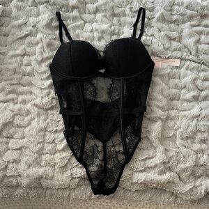 Victoria's Secret Black Lace Bra Bodysuit